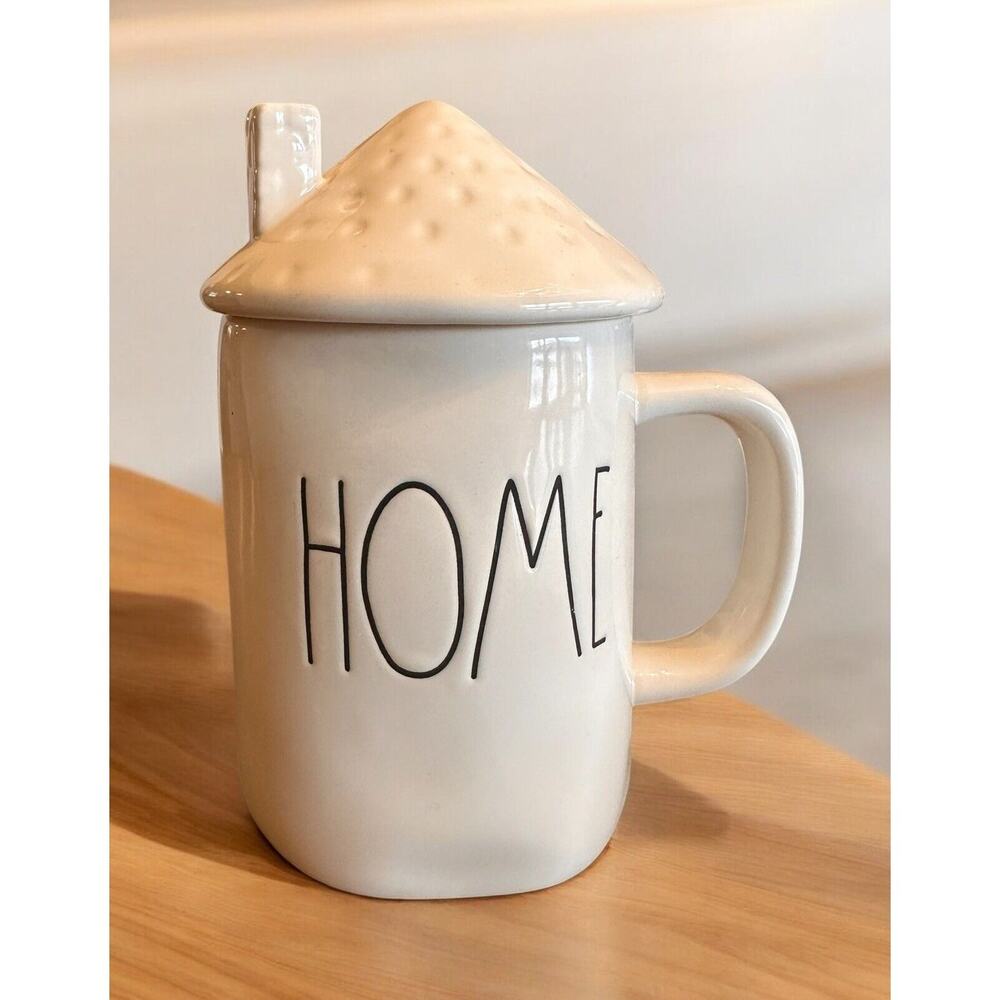 NEW Rae Dunn Home Roof Chimney Topper Coffee Mug Ceramic Pottery 2pc